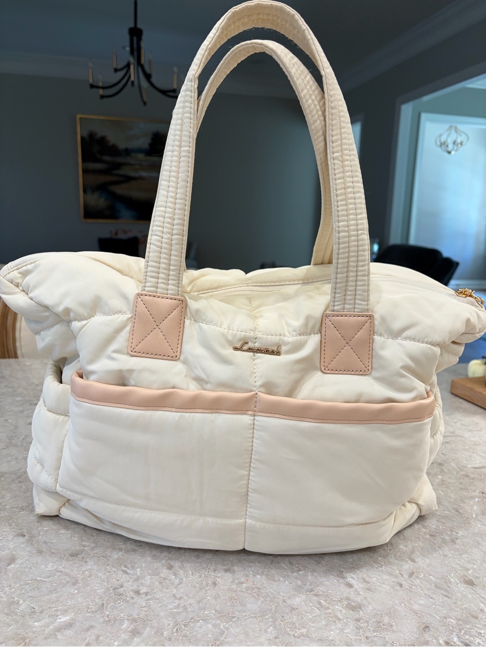 Lovevook Puffer Tote Bag in Beige